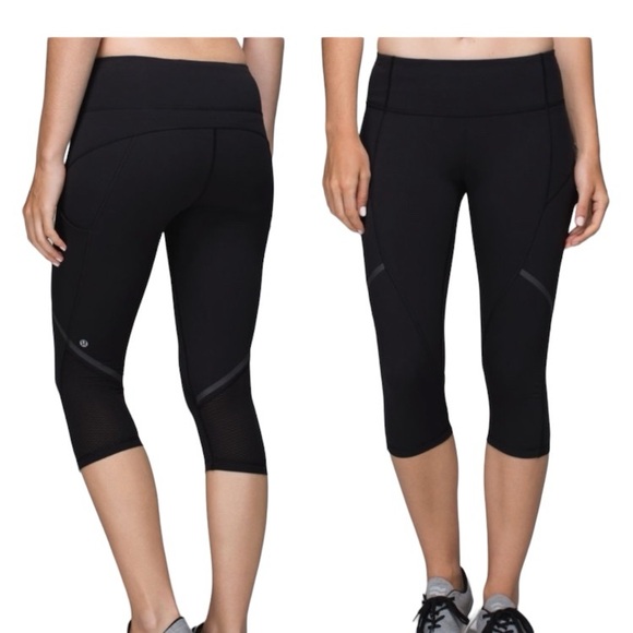 Lululemon Black Hop To It Capri Crop Leggings - Picture 2 of 13